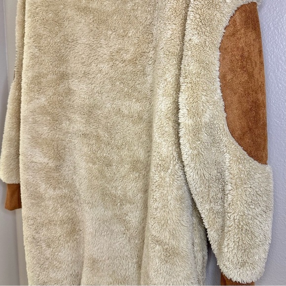 Tipsy Elves Tan Sherpa Hooded Cozy Jumpsuit - Picture 9 of 11